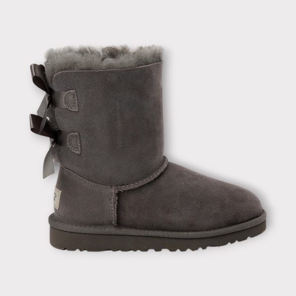 Kids' UGG Bailey Bow II Winter Boot in Gray Suede. 1017394K